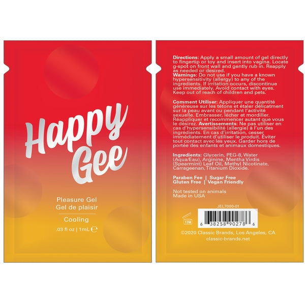 HAPPY GEE COOLING PLEASURE GEL - FOIL - 0.03 fl oz | 1 mL