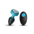 TEAL Ombre - SMALL Cheeky Charms Eluxe Vibrating  Plug With Remote - Clear Gem