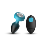 TEAL Ombre - SMALL Cheeky Charms Eluxe Vibrating  Plug With Remote - Clear Gem