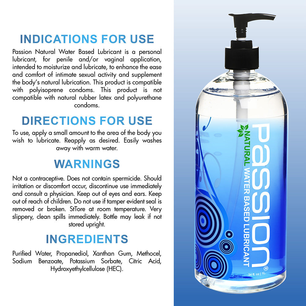 Passion Natural Water-Based Lube - 34oz