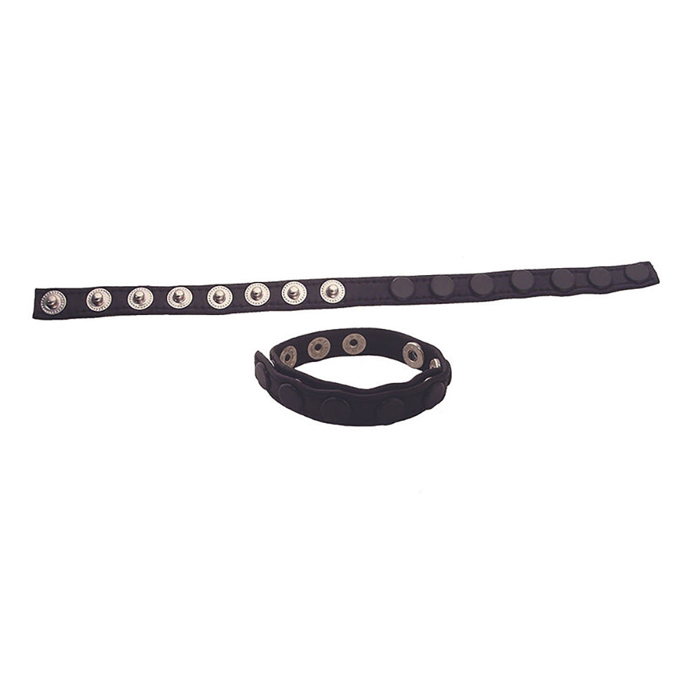 Leather Single Multi Snap Cock Strap / Silver Snap Buttons