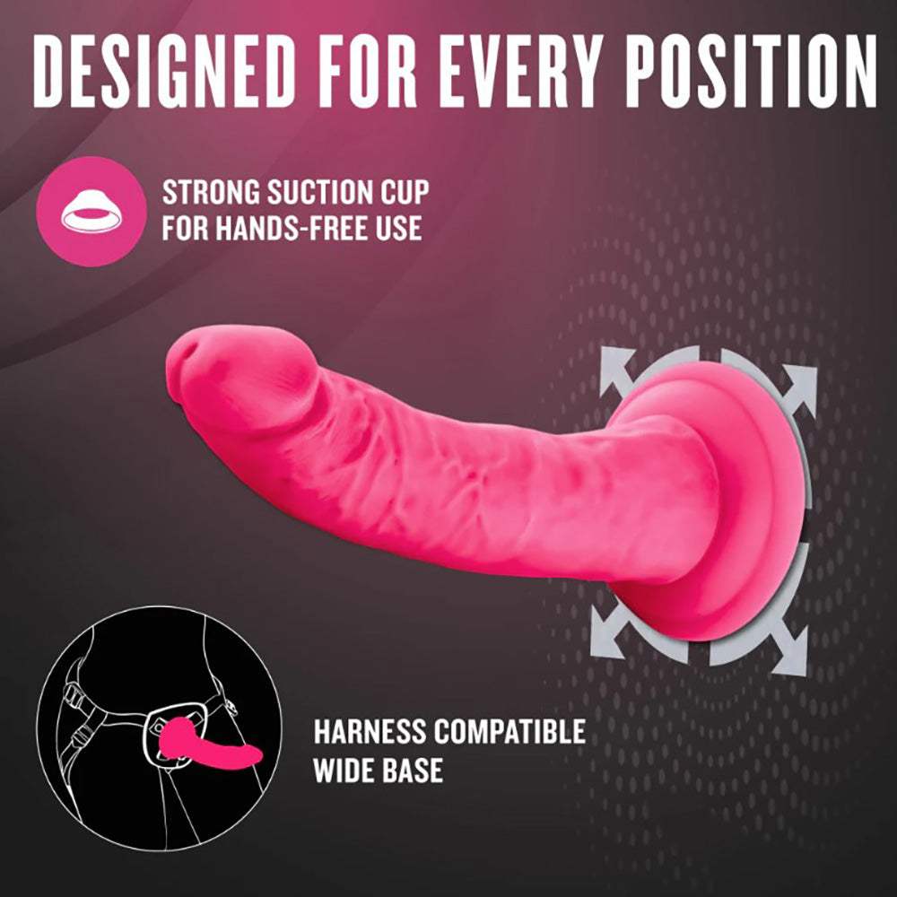 Neo Elite - 6" Silicone Dual Density Cock - Neon Pink