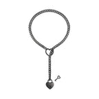 HEART & LOCK O RING SLIP CHOKE CHAIN - Black