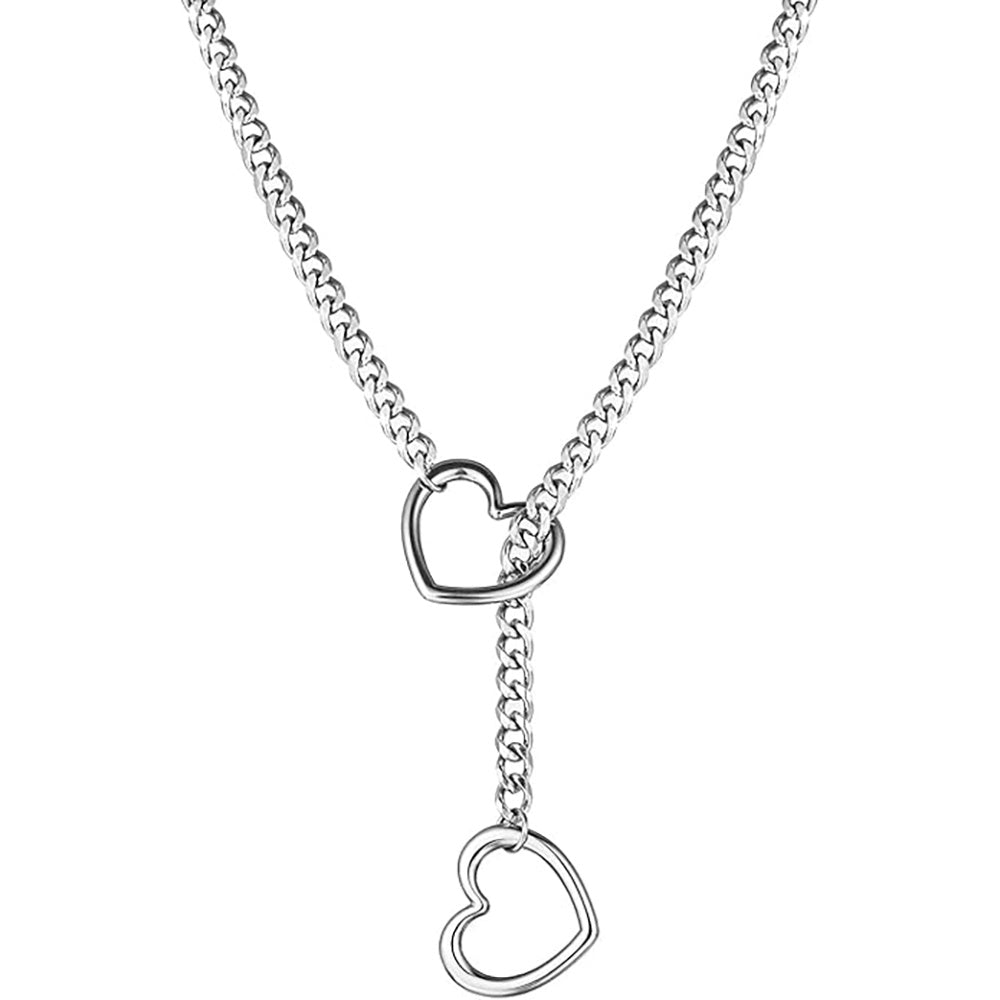 HEART O RING SLIP CHOKE CHAIN - Silver