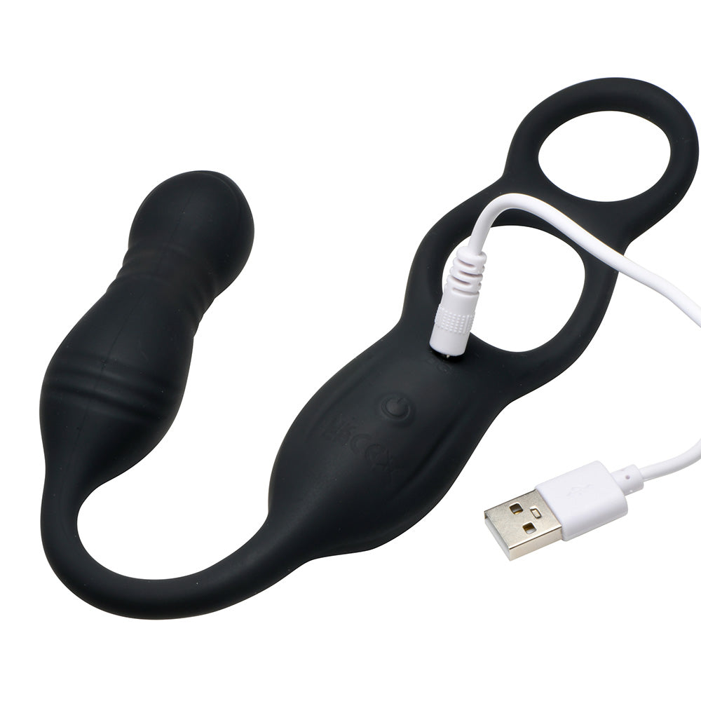 Hyper Thrusting and Vibrating Anal Plug with C-Ring
