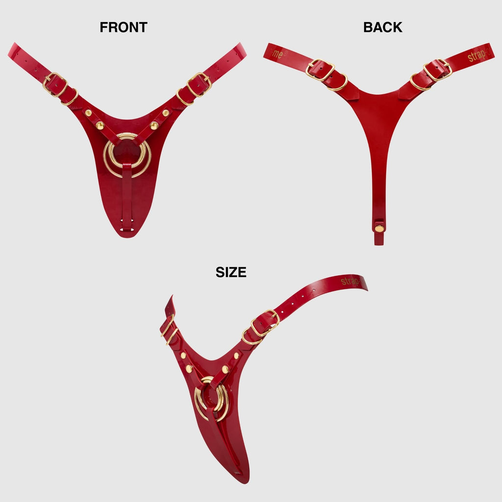 LEATHERETTE HARNESS FABULOUS - ONE SIZE - RED GLOSSY