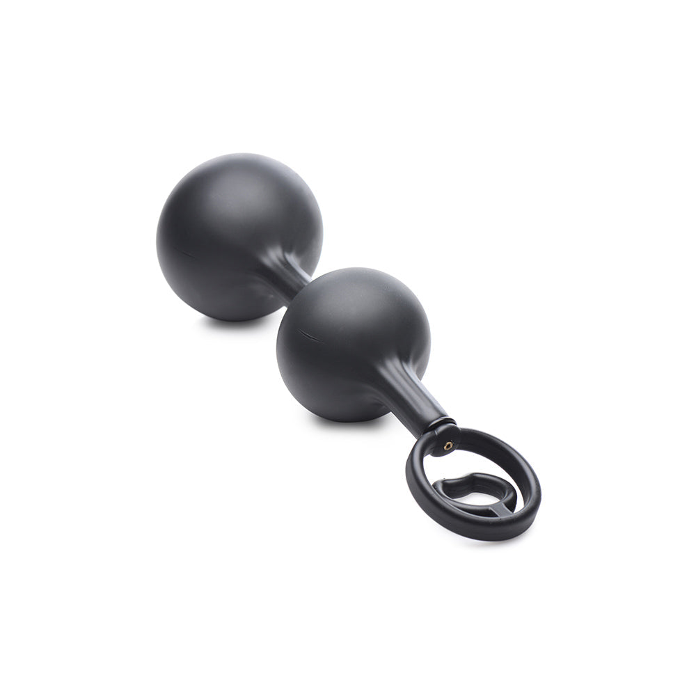 Devils Rattle Inflatable Silicone Anal Plug with Cock and Ball Ring