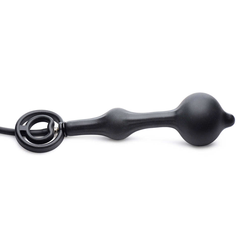 Devils Rattle Inflatable Silicone Anal Plug with Cock and Ball Ring