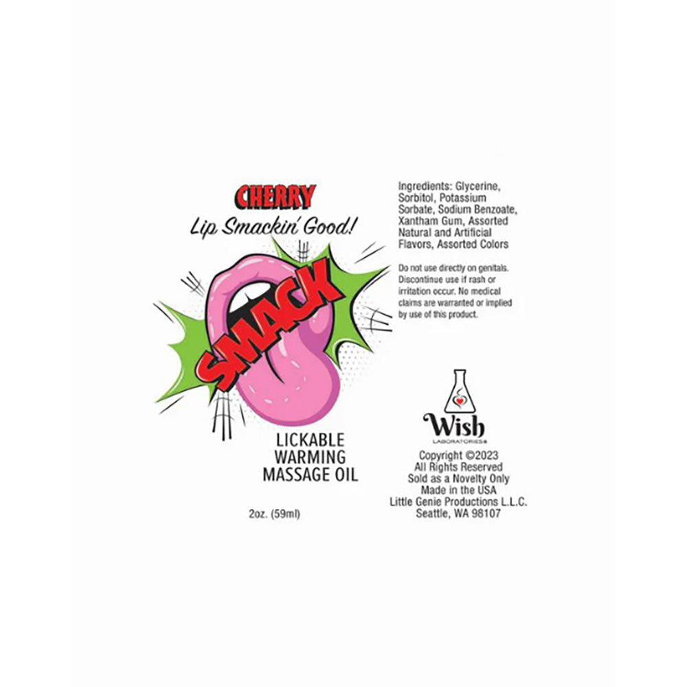 SMACK Warming Lickable Massage Oil - Cherry - 3ml Pouch (Display of 36)