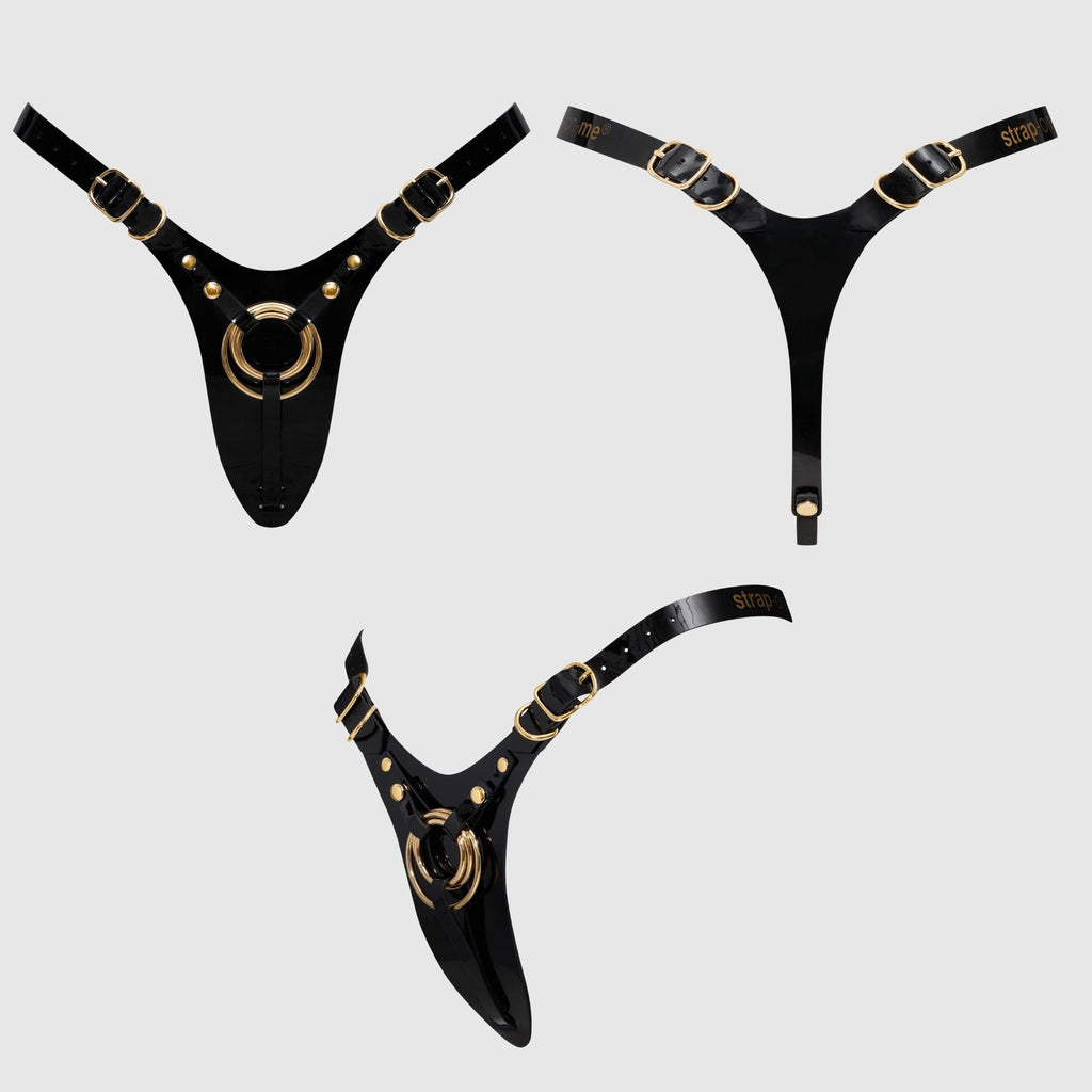 LEATHERETTE HARNESS FABULOUS - ONE SIZE - BLACK GLOSSY