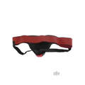 Leather Jock Strap With Stripe Black & Red Extra Large