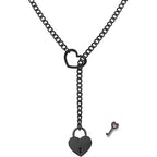 HEART & LOCK O RING SLIP CHOKE CHAIN - Black
