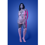 METAMORPHIC Glow-in-the-dark bodystocking dress; glows pink (White)