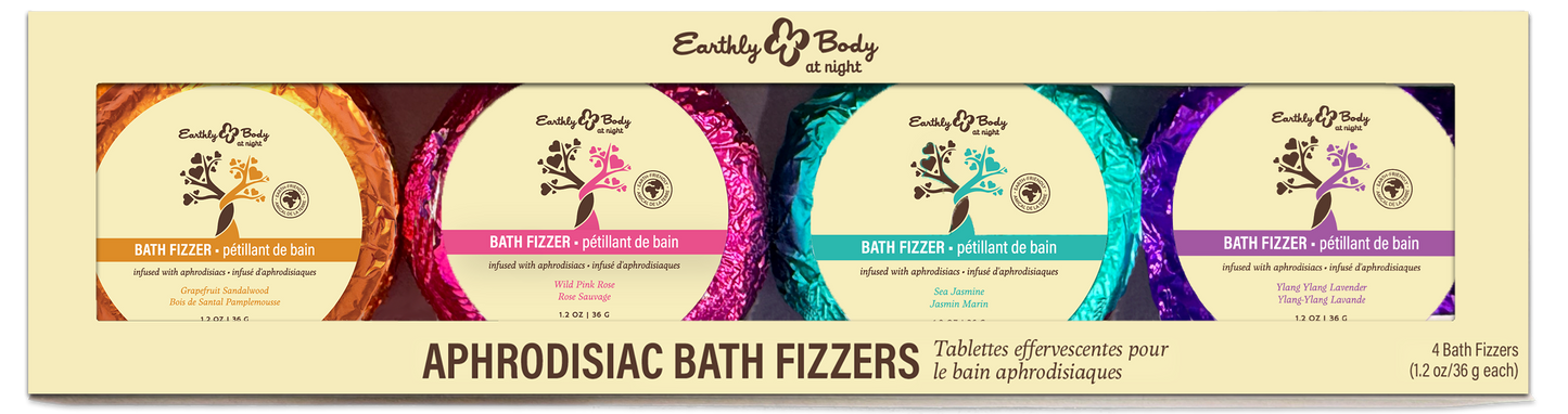 Earthly Body at Night Aphrodisiac PrePack Bath Fizzers and Candles 16pcs plus tester and candle warmer