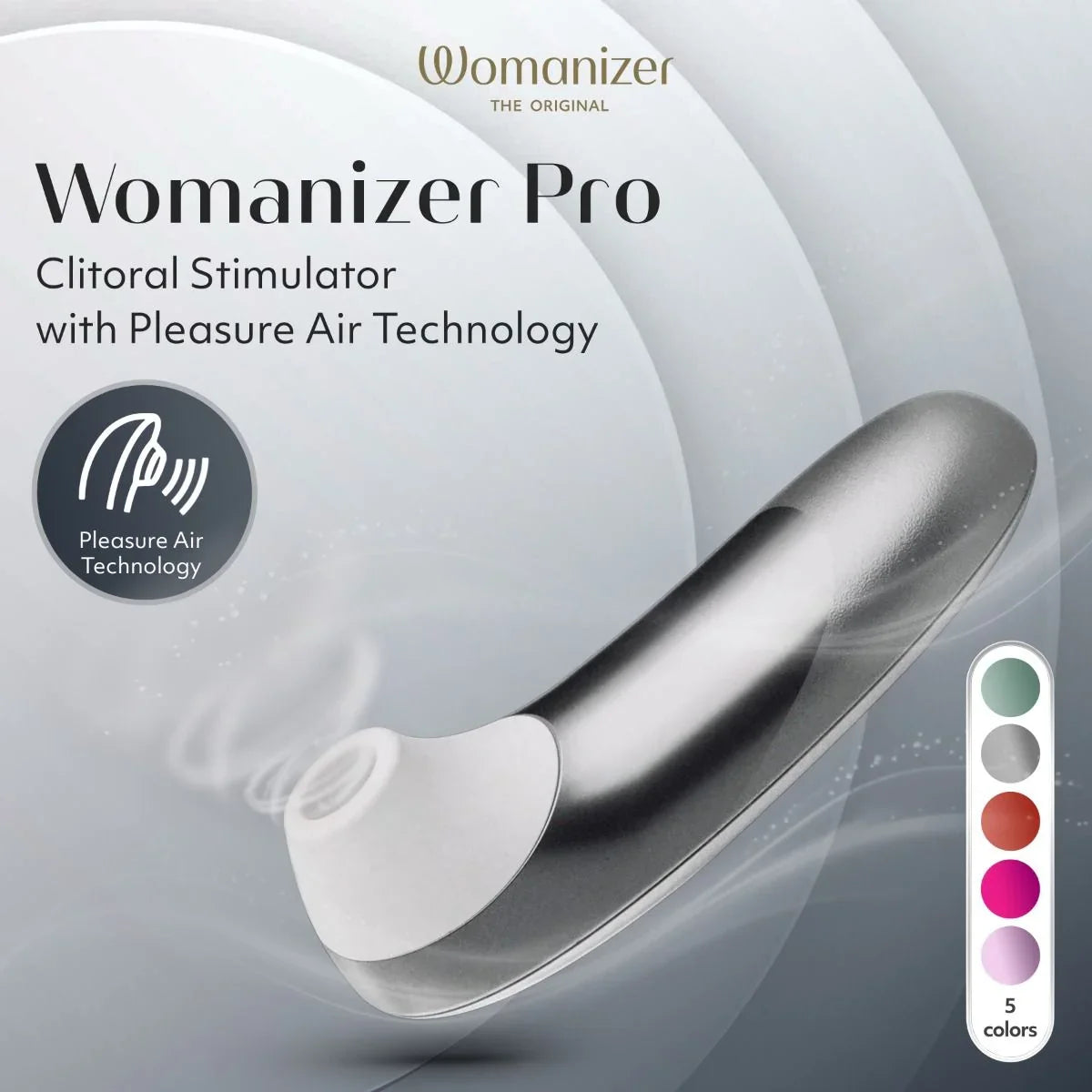Womanizer Pro Clitoral Stimulator - Silver Gray.
