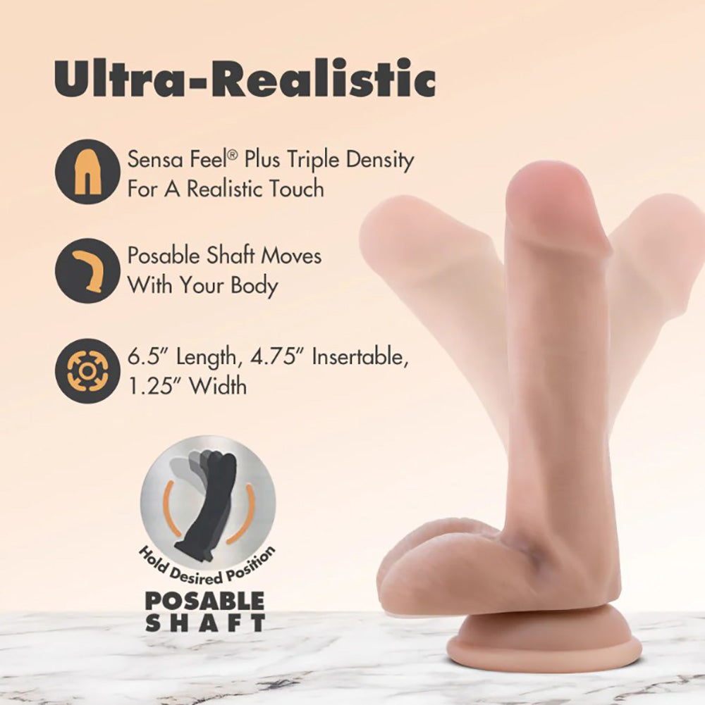 Dr. Skin Plus - 6" Posable Dildo With Balls - Vanilla