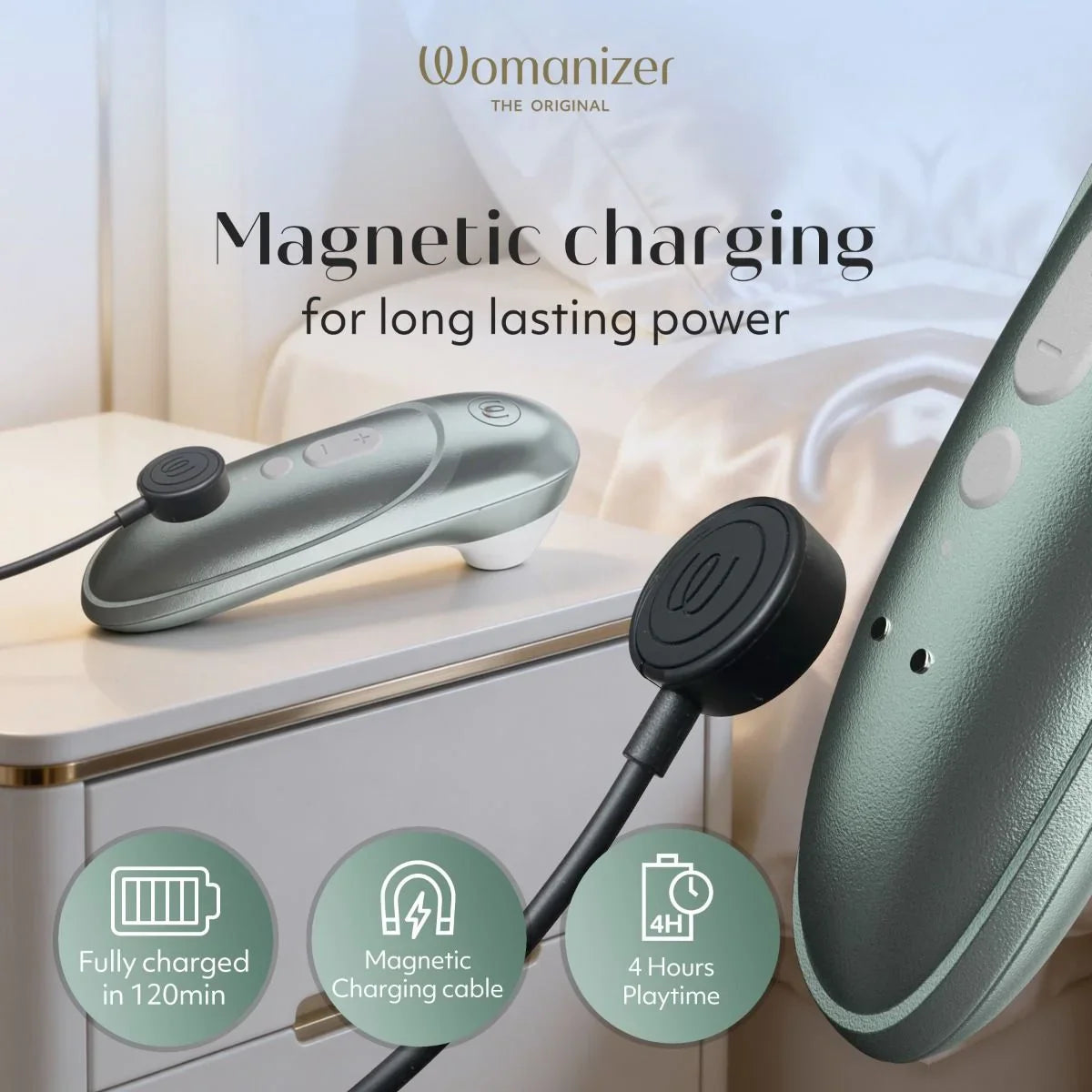 Womanizer Pro -Sage Green Clitoral Stimulator.