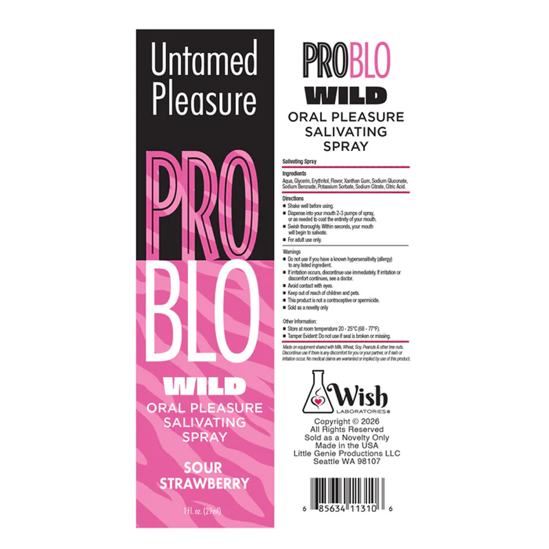 PROBLO Wild, Mouthwatering Salivating Spray, Sour Strawberry 1oz