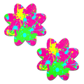 Neon Pink Graffiti Paint Splatter Petal Breast Pasties