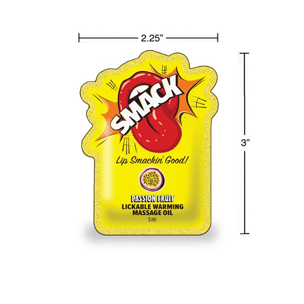 SMACK Warming Lickable Massage Oil - Passion Fruit - 3ml Pouch (Display of 36)