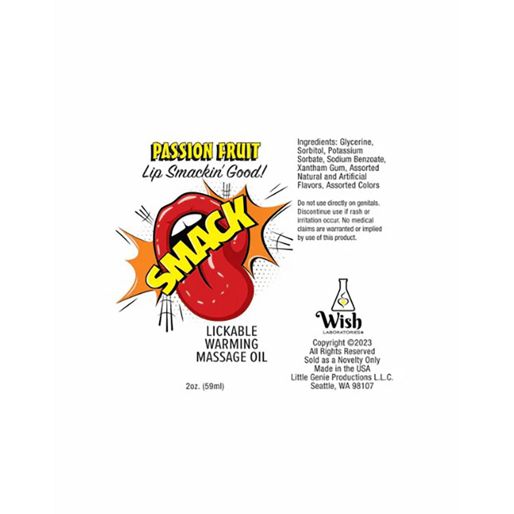 SMACK Warming Lickable Massage Oil - Passion Fruit - 3ml Pouch (Display of 36)