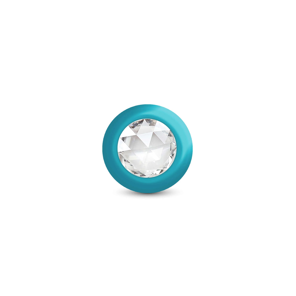 TEAL Ombre - SMALL Cheeky Charms Eluxe Vibrating  Plug With Remote - Clear Gem