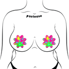Neon Pink Graffiti Paint Splatter Petal Breast Pasties
