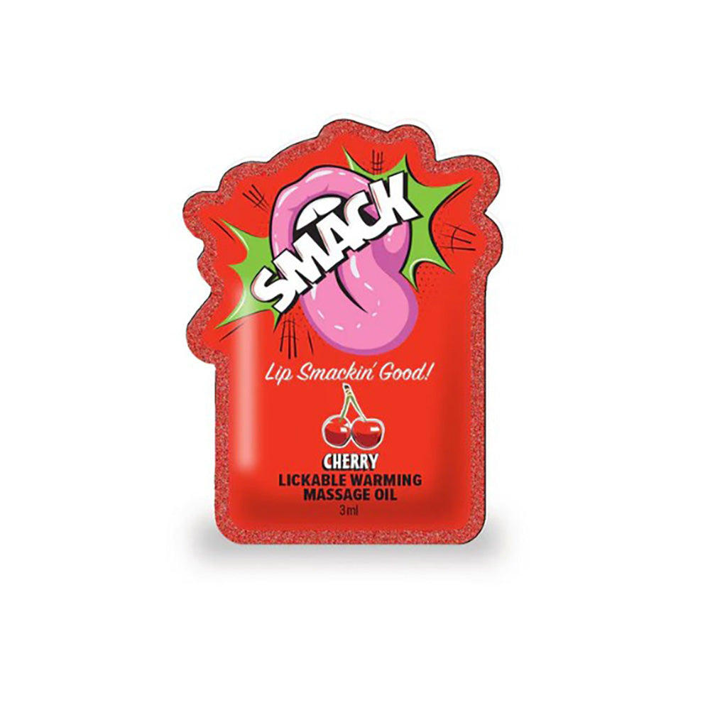 SMACK Warming Lickable Massage Oil - Cherry - 3ml Pouch (Display of 36)