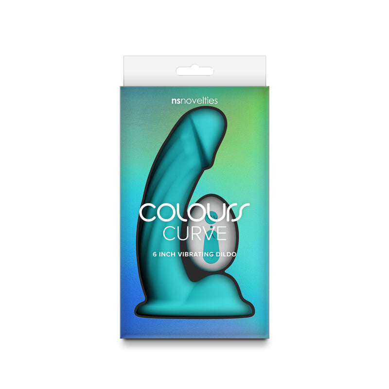 Colours - Curve - Vibrating w/ remote - 6" Dildo - Teal