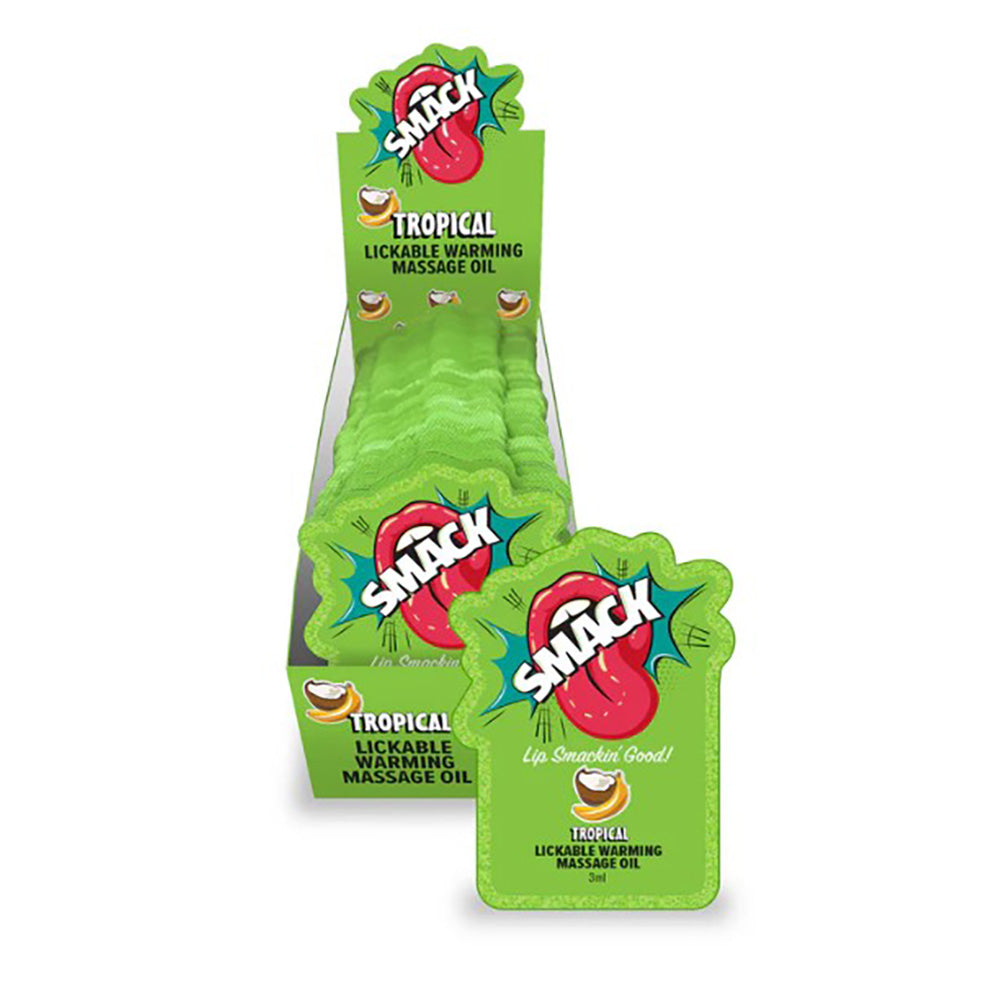 SMACK Warming Lickable Massage Oil - Tropical - 3ml Pouch (Display of 36)