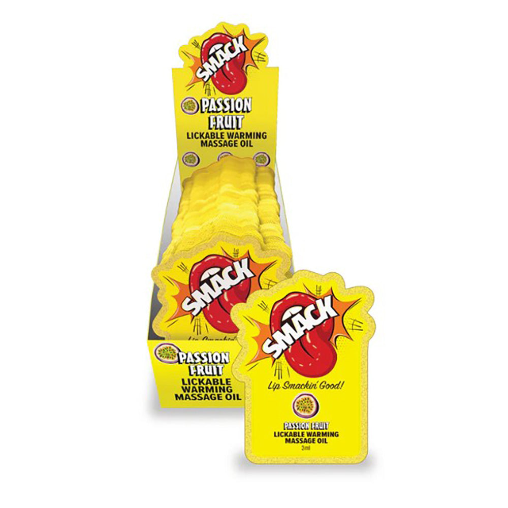 SMACK Warming Lickable Massage Oil - Passion Fruit - 3ml Pouch (Display of 36)