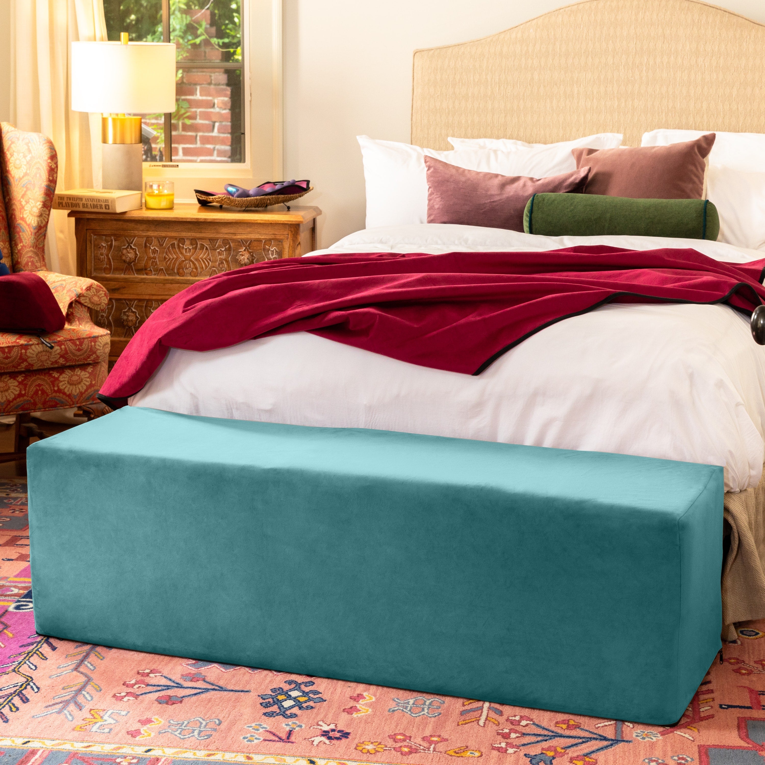 Liberator Aria Flip Chaise 18 Inch Wide - Convertible Sex Chair And Bed Bench, Teal
