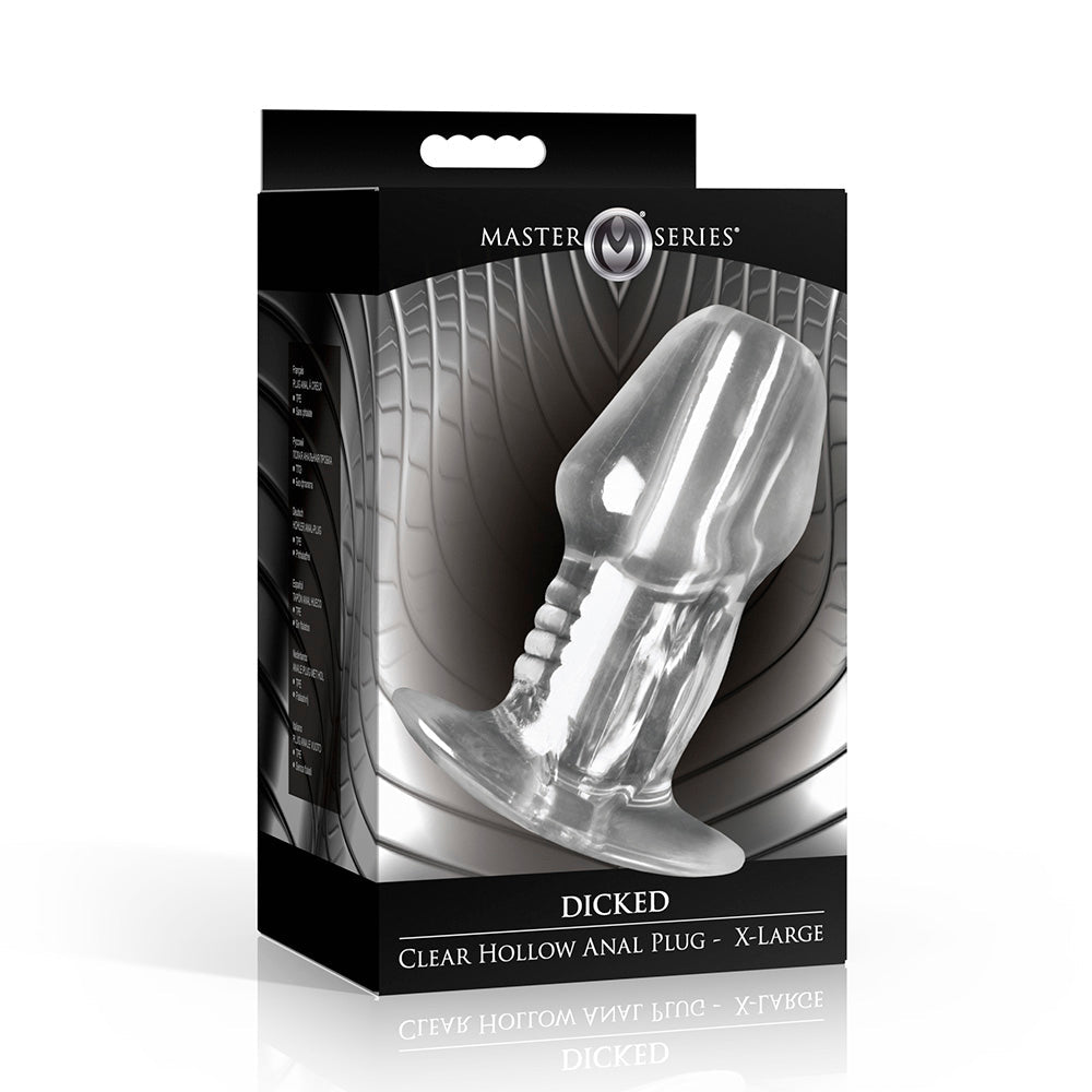 Dicked Clear Hollow Anal Plug - X-Large