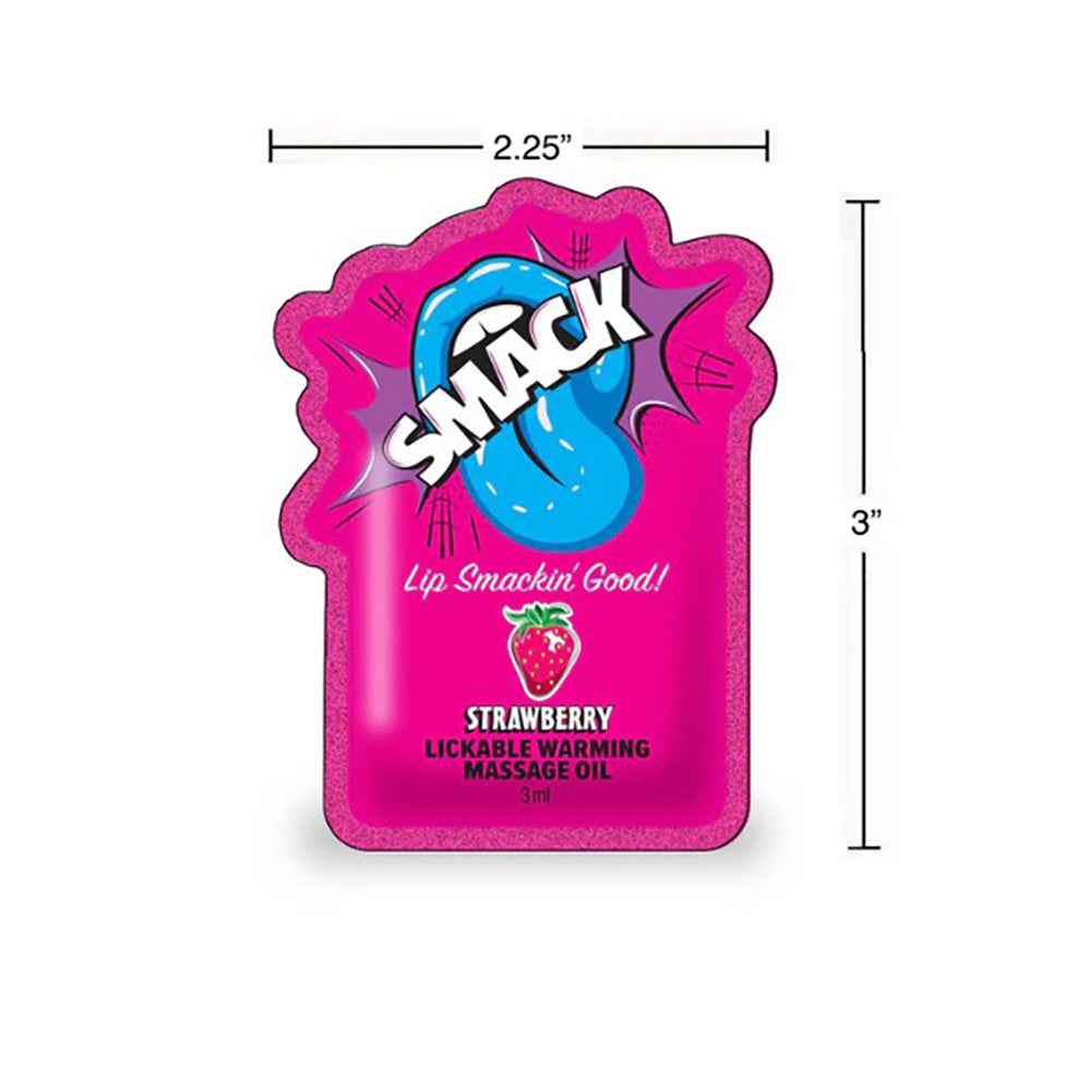 SMACK Warming Lickable Massage Oil - Strawberry - 3ml Pouch (Display of 36)