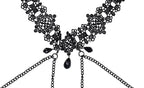 Lace Collar with Nipple Ties - Black