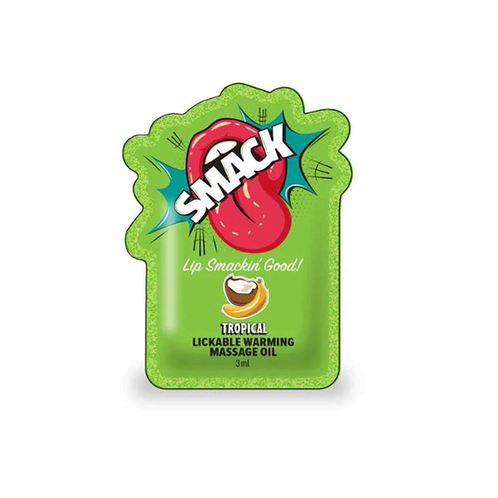 SMACK Warming Lickable Massage Oil - Tropical - 3ml Pouch (Display of 36)