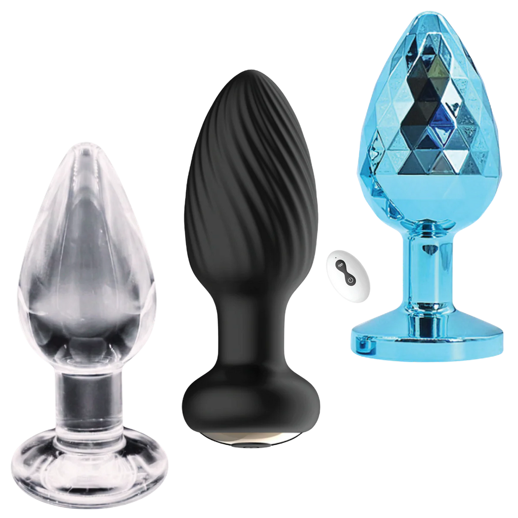 Venture Collection (Small) - Deluxe Anal Plug Set – Vibrating Silicone, Glass & Metal