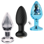 Venture Collection (Small) - Deluxe Anal Plug Set – Vibrating Silicone, Glass & Metal