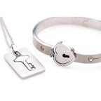 Cuffed Locking Bracelet and Key Necklace - Tungsten Steel