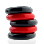 JACKER 5-STACK five-pack tube super-strong  cockrings RED/BLACK