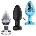 Venture Collection (Medium) - Deluxe Anal Plug Set – Vibrating Silicone, Glass & Metal