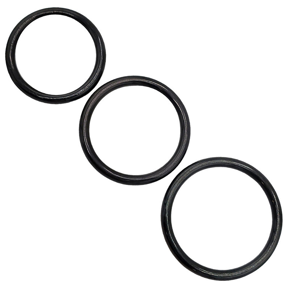 Stainless Steel 3 Piece Cock Ring Set (45/50/55mm) - Black