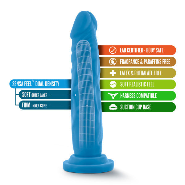 Neo - 7.5 Inch Dual Density Cock - Neon Blue