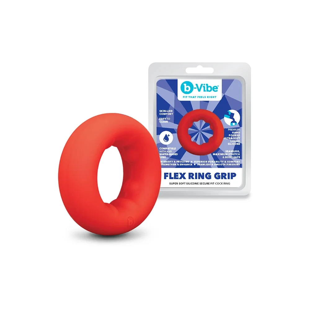 b-Vibe Flex Ring Grip Ultra Soft Silicone Cock Ring - Red