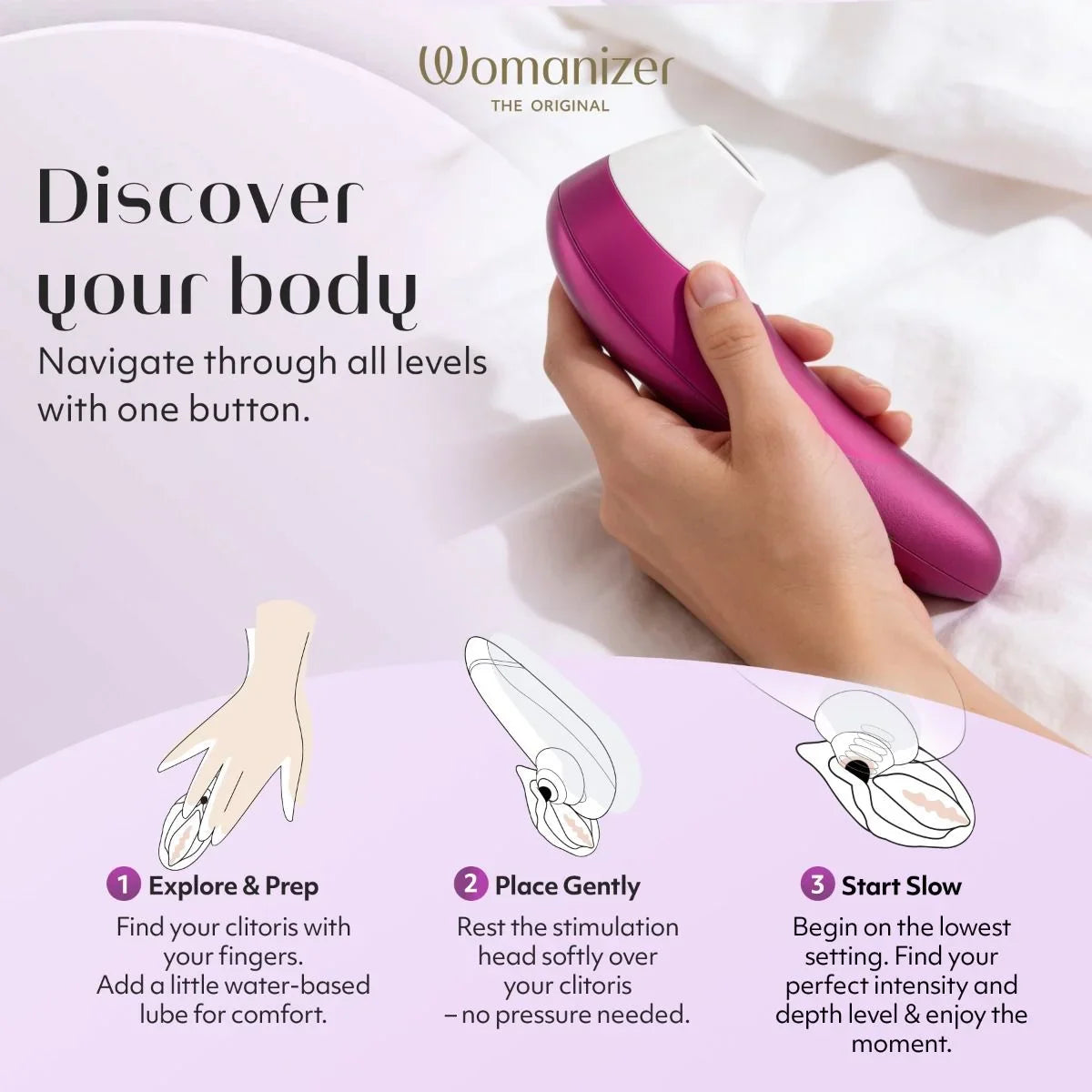Womanizer Pro Clitoral Stimulator - Vibrant Pink