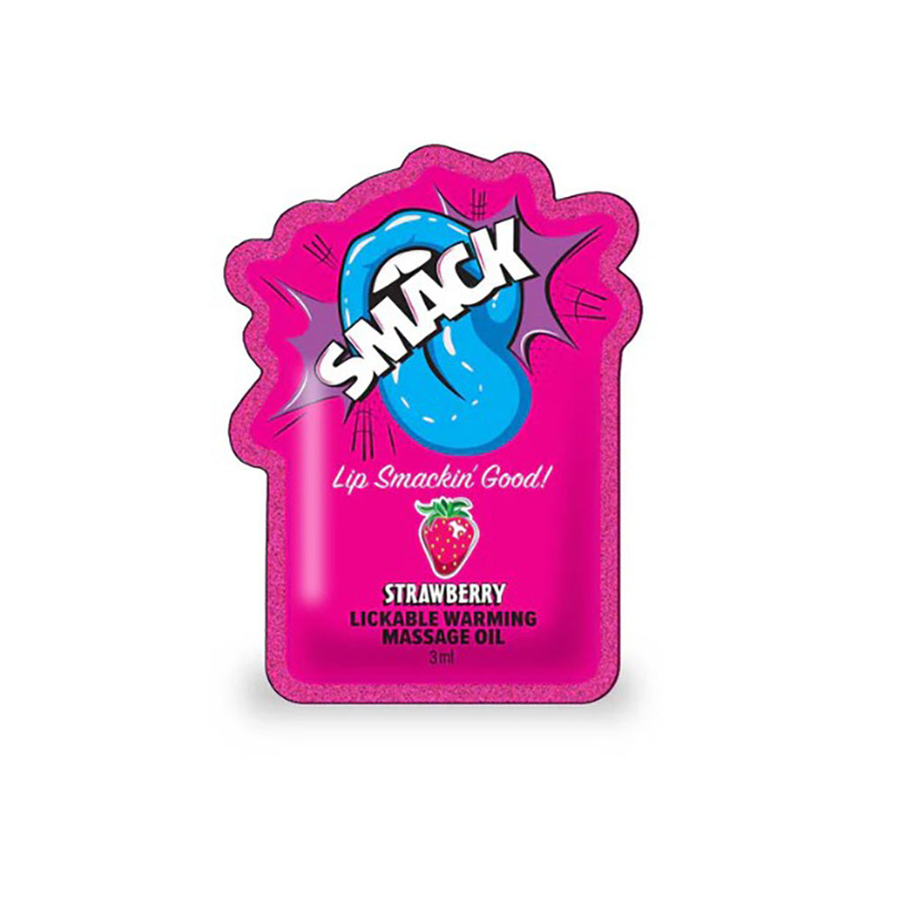 SMACK Warming Lickable Massage Oil - Strawberry - 3ml Pouch (Display of 36)