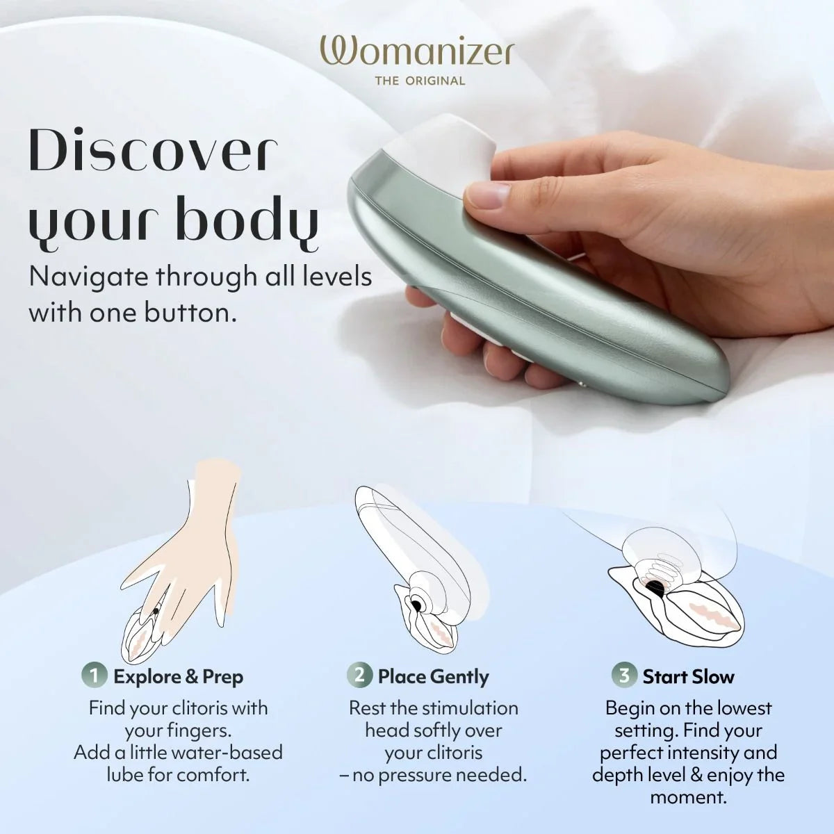 Womanizer Pro -Sage Green Clitoral Stimulator.