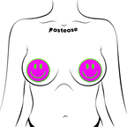 Neon Green Glow-in-the-Dark Pink Smiley Face Breast Pasties