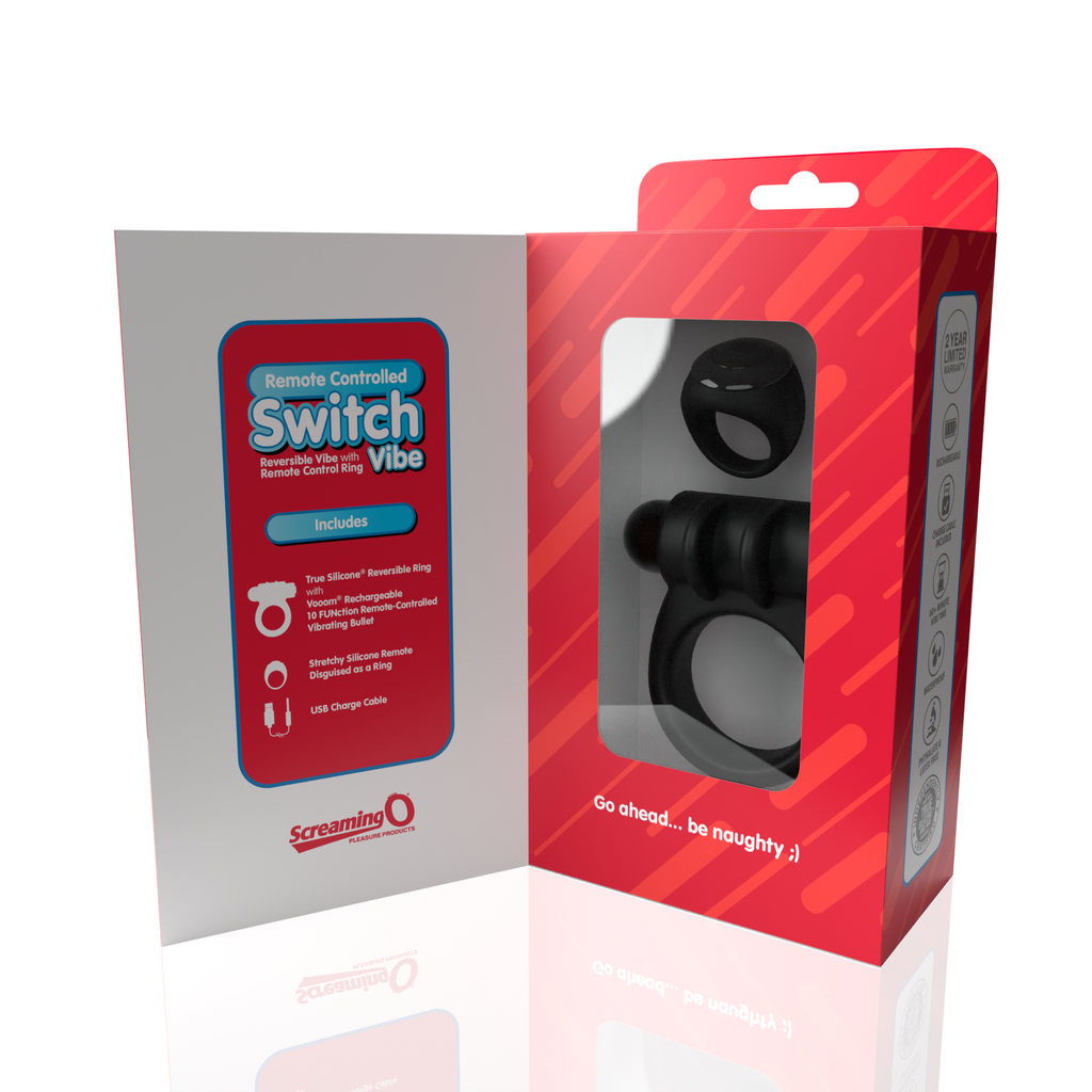 Screaming O Remote Controlled Switch Vibrating Ring - Black