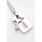 Cuffed Locking Bracelet and Key Necklace - Tungsten Steel